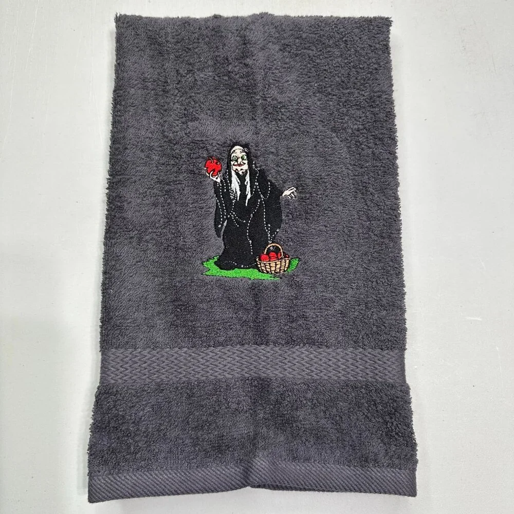 Evil Queen Poison Apple Embroidered Hand Towels Bathroom Home Decor Villain